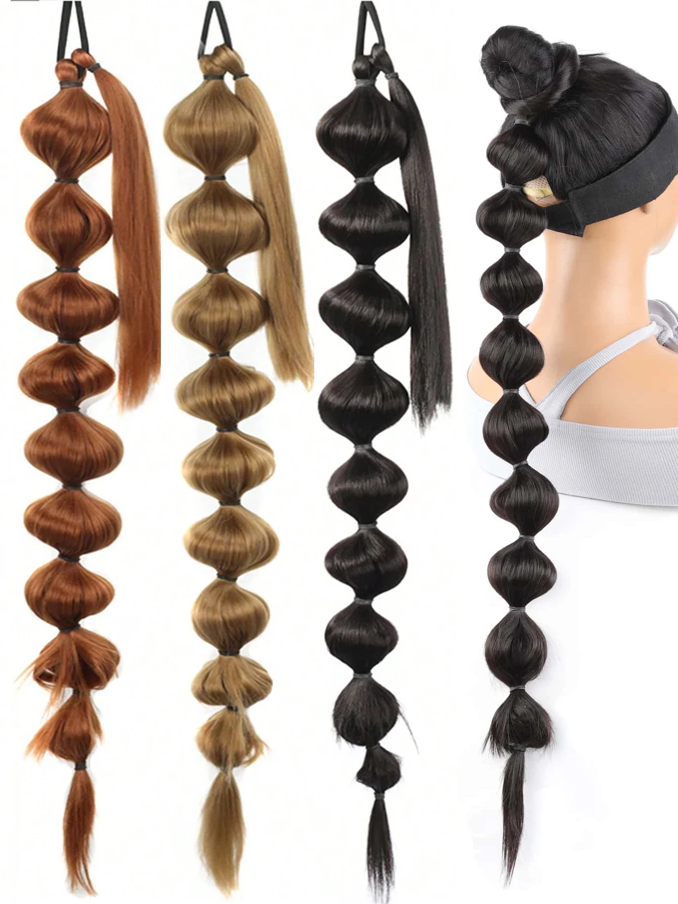 Synthetic Black Brown Ponytail Hair Extensions For Women