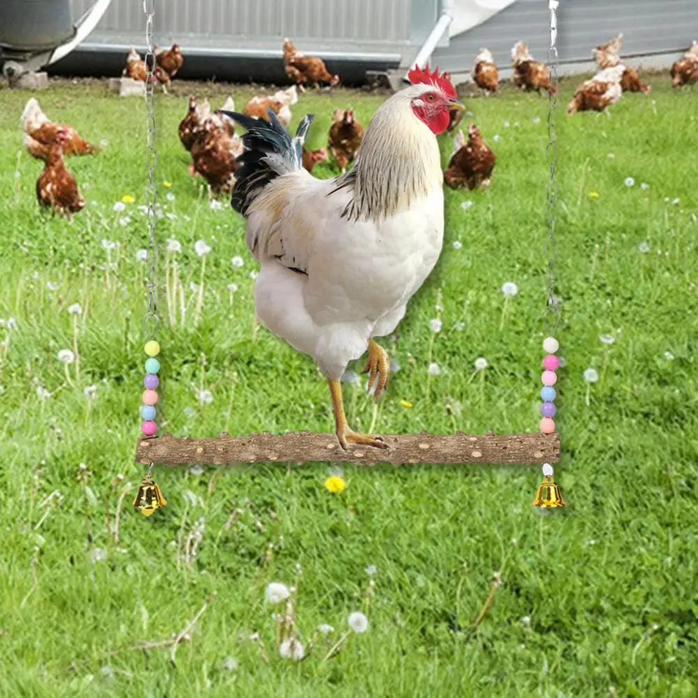 

Bird Cage Swing Natural Wooden Chicken Swing Toy for Poultry Entertainment Stress Relief Durable Perch for Rooster for Pets