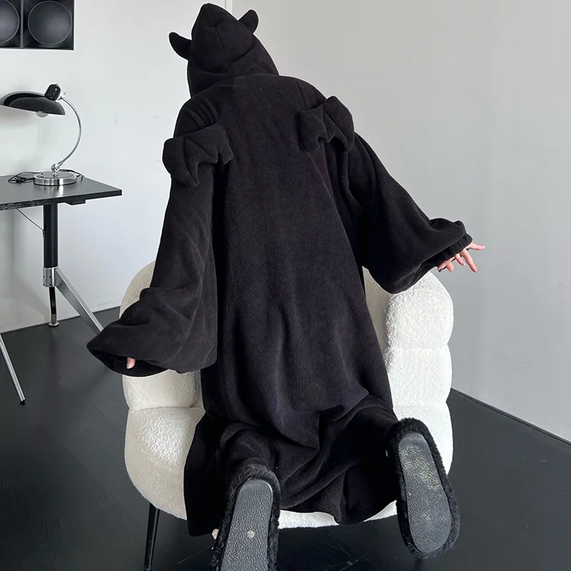 Demon Robe Couples Matching Pajamas Sweatshirts Hoodies Pullovers Fluffy Pajamas Kigurumi Homewear Long Sleeve Thicken Oversized