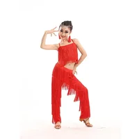 Costumes de pantalon de danse latine pour enfants, robe à franges pour filles, salsa samba, grande taille, salle de Rh, tenues de scène pour enfants 4