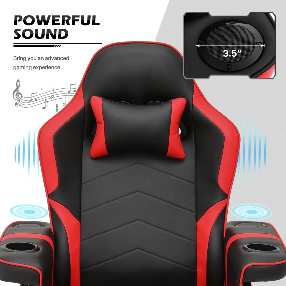 Massage Gaming Recliner Chair PU Leather Lounging Video Gaming Couch Adjustable Backrest Living Room, Gaming Recliner Chairs 3