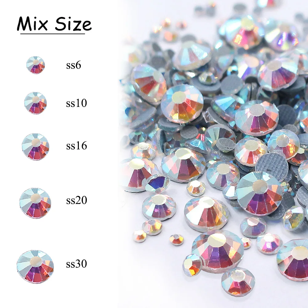 Ss6-Ss30 Mix Size Crystals Rhinestones Hotfix Glass Beads Glue On Crystals Stones Fabric Gems for Clothes hot fix rhinestones crystal rhinestones glass rhinestones glass crystals rhinestone crystals rhinestones beads