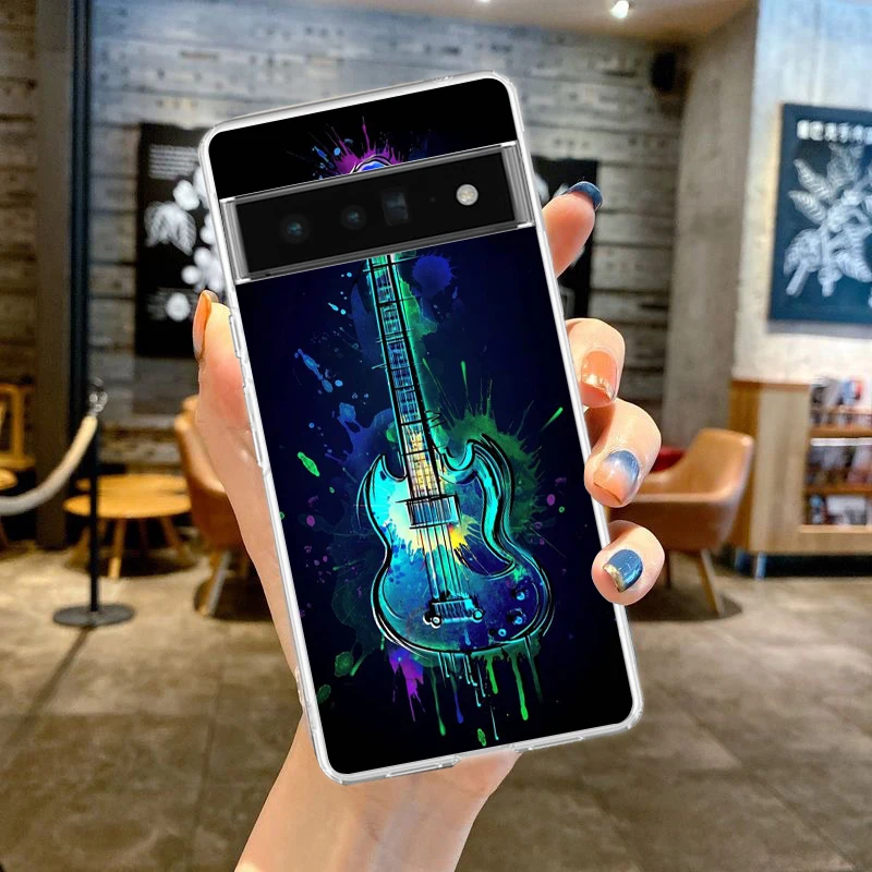 Guitar Music Art Shockproof Transparent Phone Case Cover