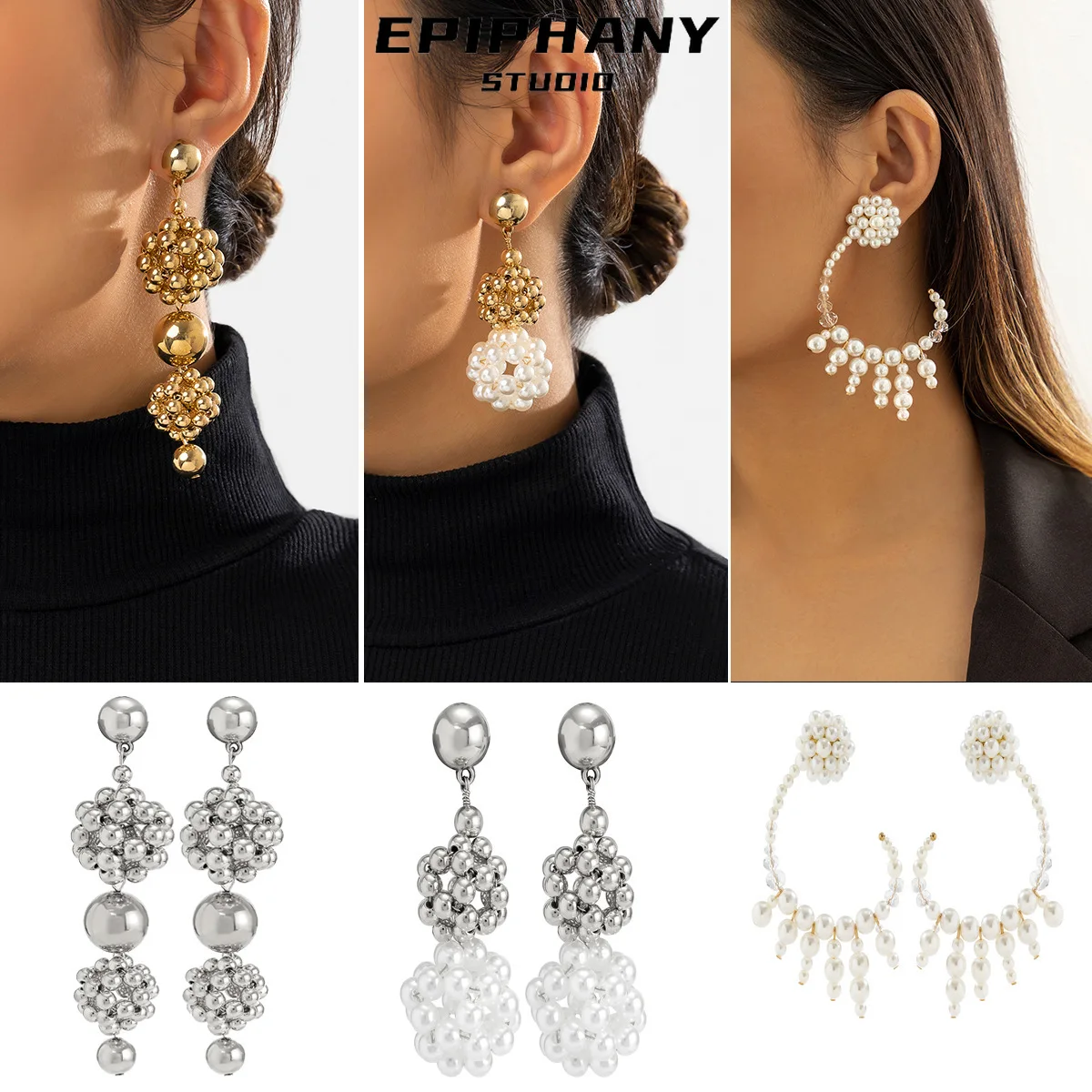 

Baroque Small Fragrant Style Imitation Pearl Earrings Elegant Beaded Ear Studs Jewelry for Women Eardrops