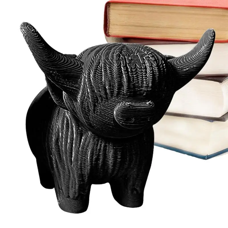 

Декоративная фигурка Highland Статуэтка крупного рогатого скота с крупным рогатого скота, портативное украшение в виде горного скота для столешницы, кухни, гостиной