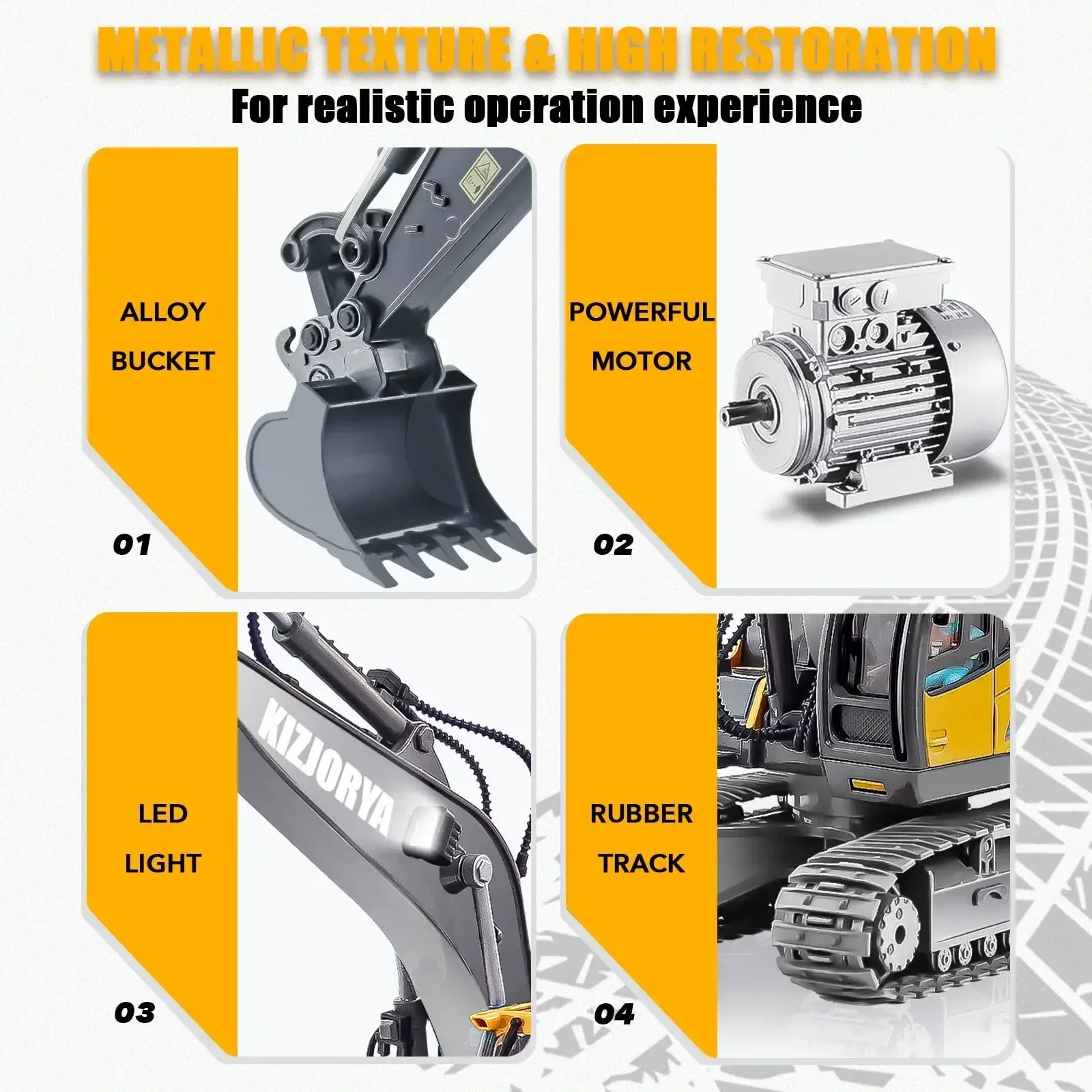 Children's RC Car Toys – Remote Control Excavator, Dump Truck & Bulldozer, Radio Control Electric Car for Boys, Kids Toys Gift 6