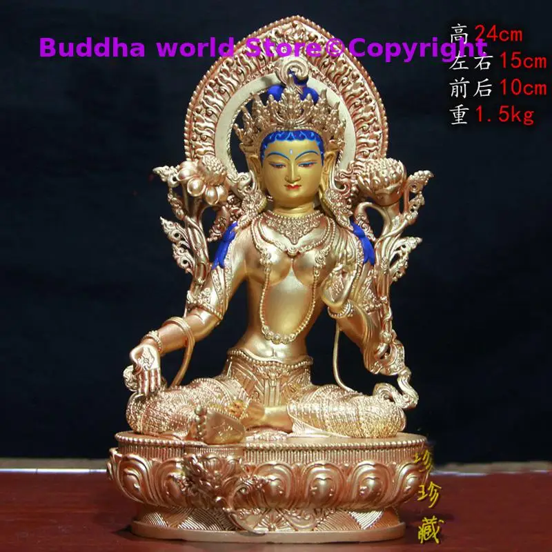 

Buddhism Nepal Tibet temple HOME high grade gilded copper Green Tara Avalokitesvara GUAN YIN Buddha statue safe health good luck