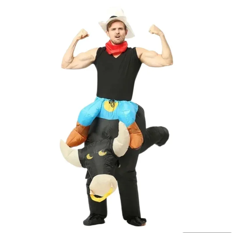 Cowboy Bull Rider Inflatable Costume for Adults and Kids Funny Blow Up ...