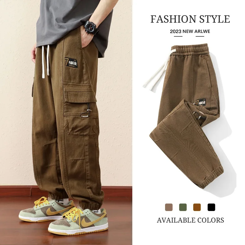 01 Overalls For Boys In Spring And Autumn 2023 New Loose Trend Leggings Casual Pants For Men Handsome Versatile Pants
