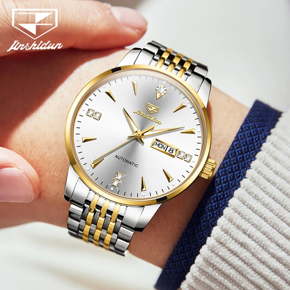 JSDUN 8943 Automatic Watches Simple Business Mechanical Couple Watch Fashion Original Calendar Deep Waterproof Dress Wristwatch