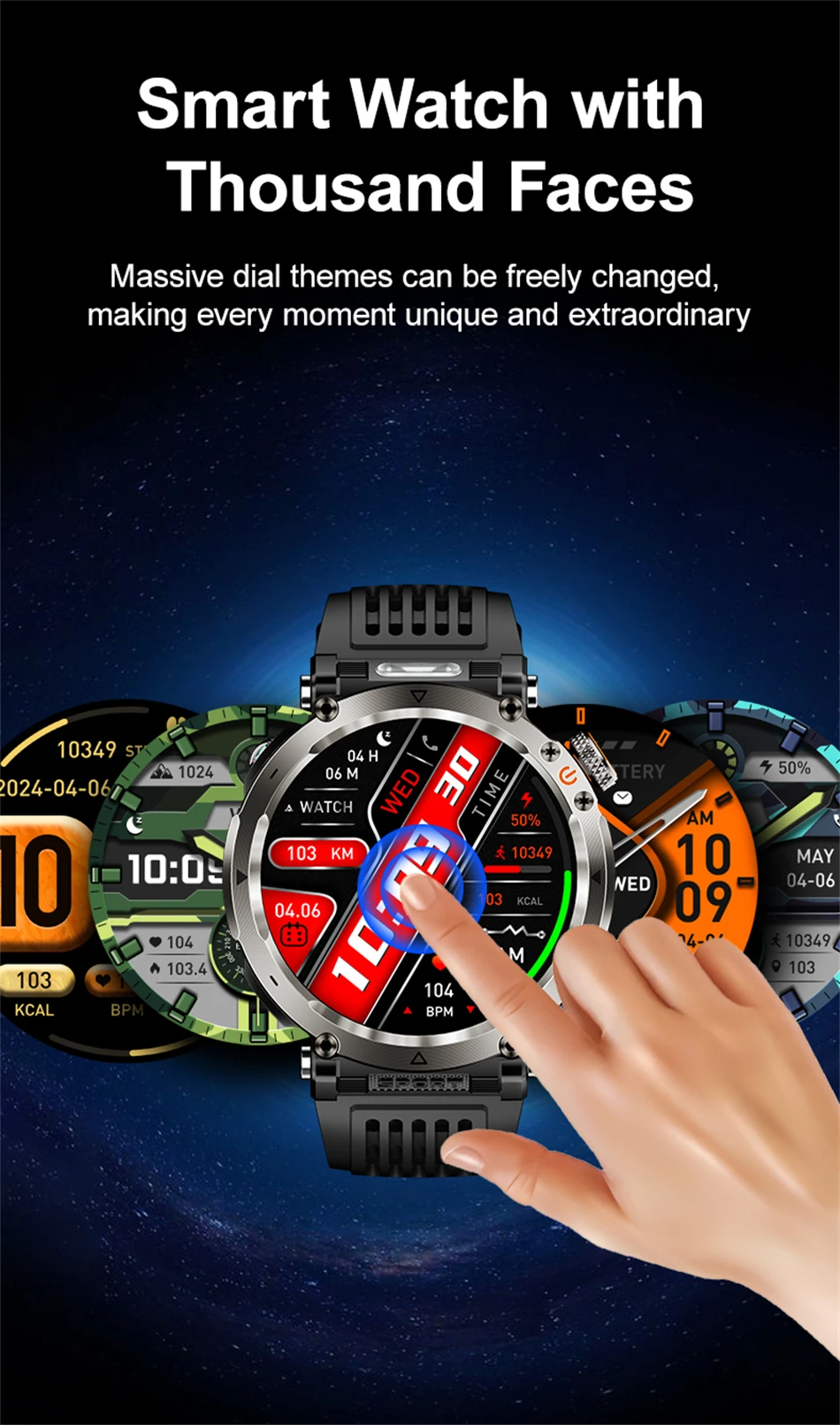 New 600 mAh Battery Smart Watch Men's 1.7 inch Outdoor Sports IP68 Waterproof Watches BT Calling with LED Flashlight Smartwatch
