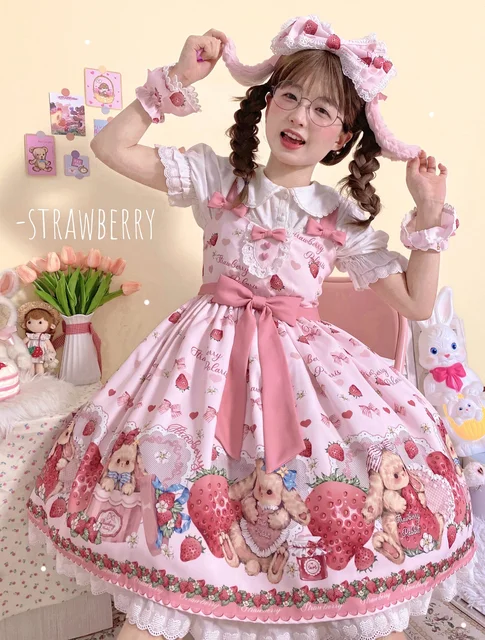 NEW Little Bunny Strawberry JSK SET with KC - Jumperskirt