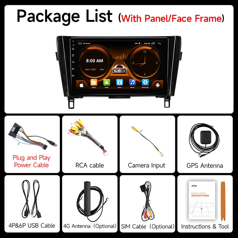 무선 카플레이 안드로이드 자동 라디오, 닛산 캐시카이 J11 X-Trail 3 T32 2013-2017, 자동차 멀티미디어 GPS, 2din