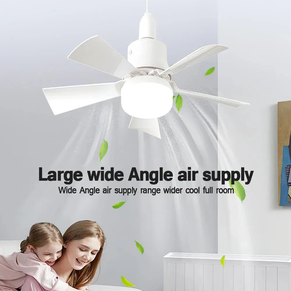 Black/ White 30W LED Ceiling Fan with Lamp 5-Speed Fan Durable Silent Electric Ceiling Fans for Bedroom Living Room Study