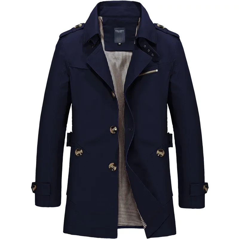 BROWON Brand Trench Coat Men Spring and Autumn 100% Cotton Jacket Vintage Windbreaker Casual Jackets Clothing trench coat casual men jacket
