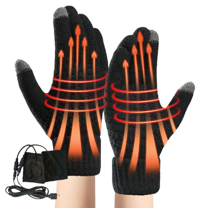 

Перчатки с подогревом от USB, бархатные перчатки с подогревом от USB, зимние теплые перчатки для рук, жаккардовые вязаные перчатки для активного отдыха