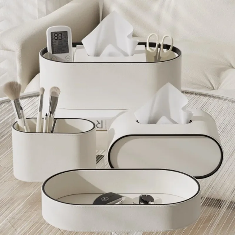 Simple PU Leather Tissue Box Big Thickened Desktop Storage Rack Home Decor Paper Napkin Holder For Office Table Countertop