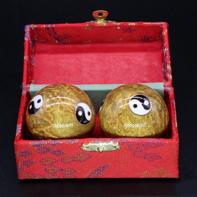 1set Hand Massage Fitness Ball Cloisonne Craft Handball Gift Chinese Exercise Hand Pressure Relief Sports Ball for Kids Seniors