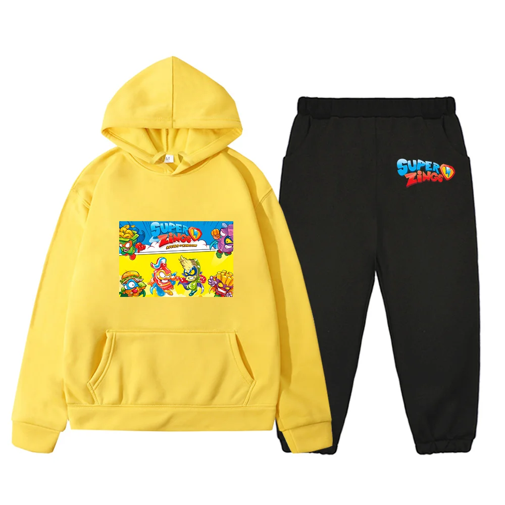 

Super Zings Hoodies and Pants Sets Long Sleeve Cartoon Cute Sweatshirts Snack Printed Streetwear Fashion Children Blouse 2023
