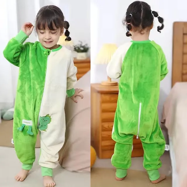 Kids Onesie Boys Girls Long Sleeve Flannel Pajamas Children Winter Cartoon Pyjama Baby Sleepwear 1-7 Years Sleeping Jumpsuits
