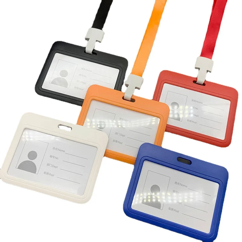 

1set Horizontal Working Permit Case Lanyard Pass Work Card ID Tag Badge Holder with Neck Strap Slide Case Bus Credit Card Sleeve