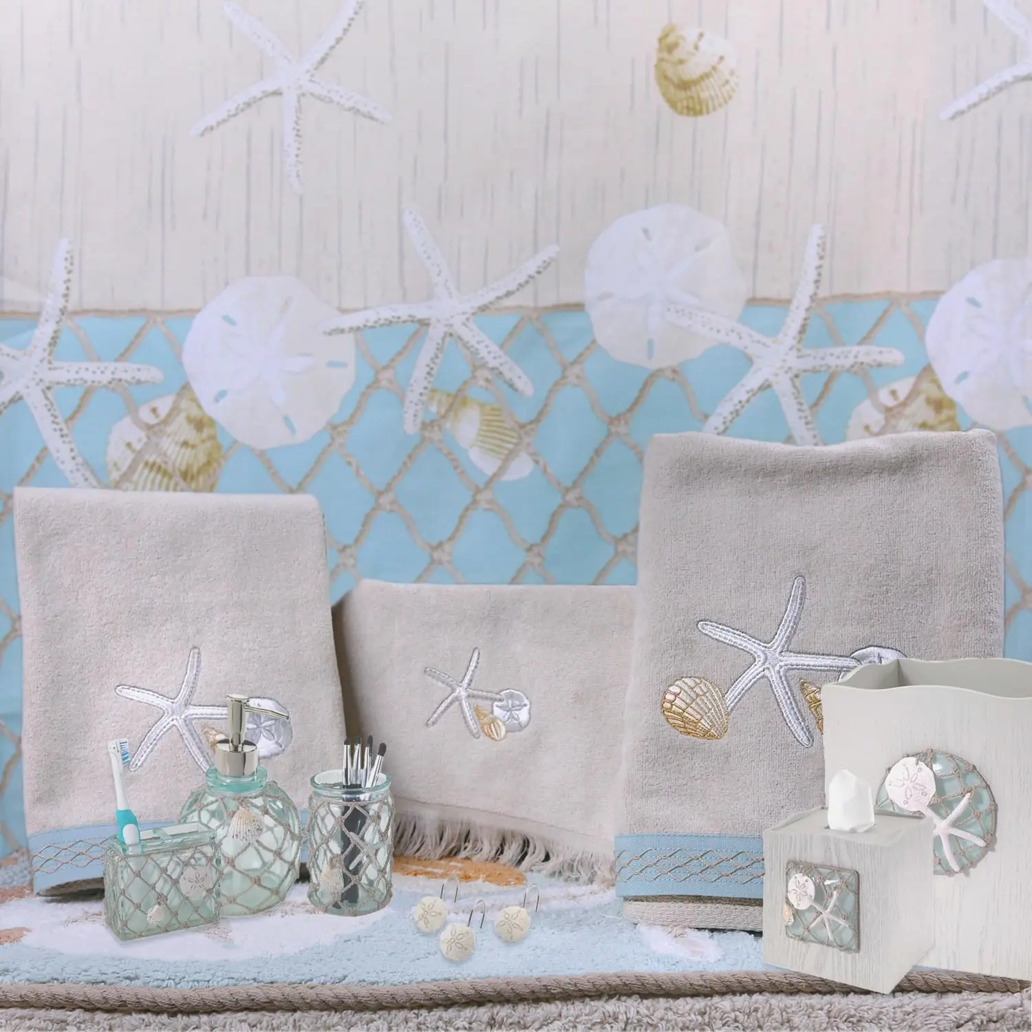 Decorative Tray, Resin Countertop Organizer, Beach Inspired Bathroom Accessories
