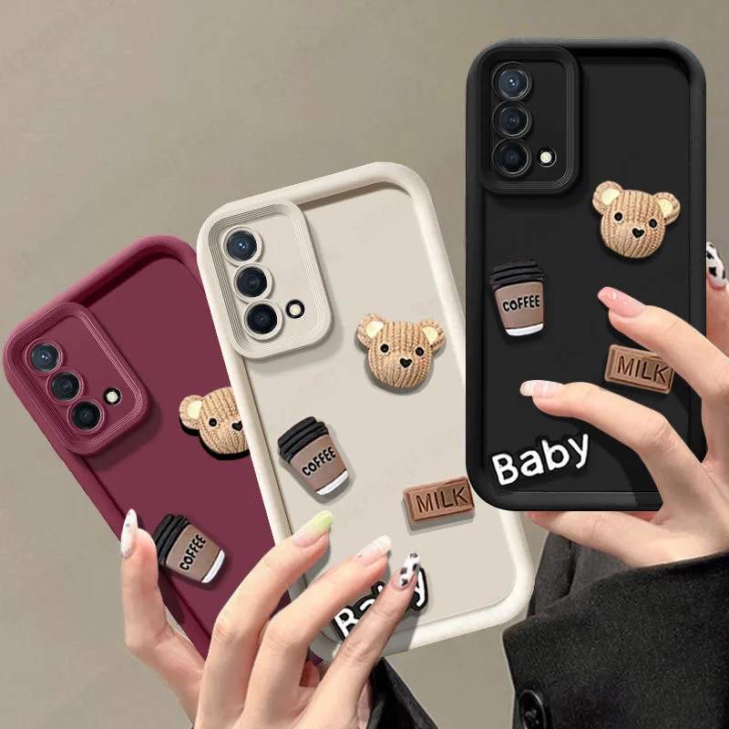 Cute 3D Bear Liquid Silicone Matte Soft Phone Case - Full Package Cover
