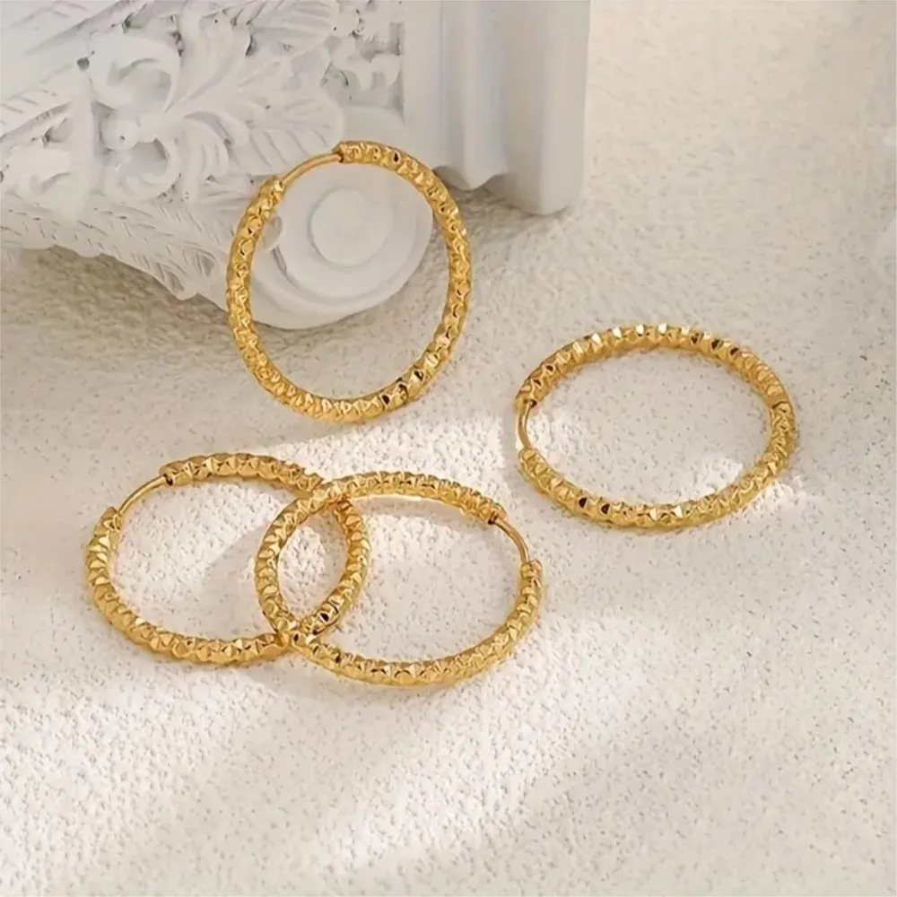 316L Stainless Steel Punk Exaggerated Hoop Earrings for Women Retro Golden Hypoallergenic Party Jewelry Gifts