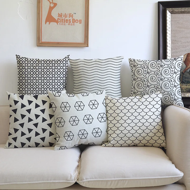 

Диванная подушка в скандинавском геометрическом стиле, украшение для дома, из хлопка и льна, с рисунком в полоску, для дивана, стула, подушки almofadas cojines