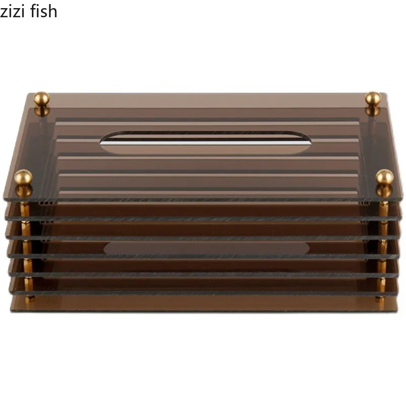 Acrylic Tissue Boxes Modern Rectangular Toilet Paper Napkin Storage Box Simple Home Solid Color Paper Towel Holder Napkin Holder 6