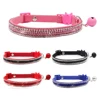 Small Cat Collar Rhinestone Breakaway Shiny Pet Goats Necklace Collier Chain Quick Release Safety Soft Suede Luxury for Kitten 6