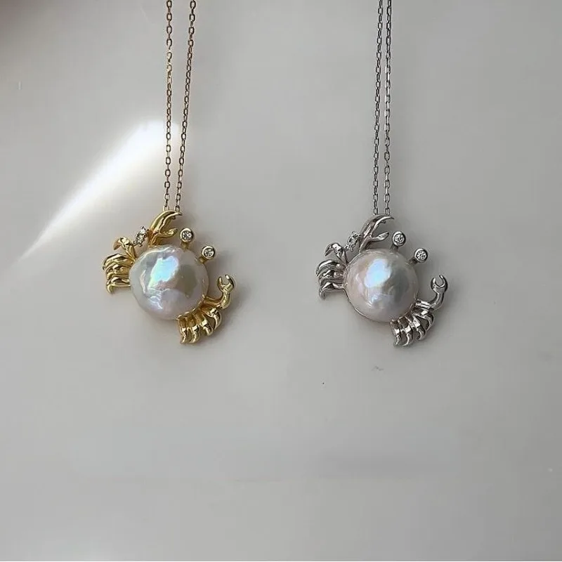 Creative Personality Bighead Fish Couples Necklace Cute Pearl Geometric Irregular Round Bead Chain Choker Gifts for Best Friend