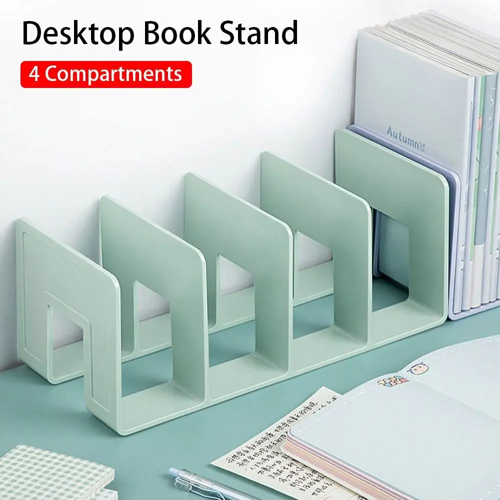 

1Pcs 4 Compartment Book Stand New Closet Acrylic Desk Organizer Colorful Tabletop Shelf Divider Book