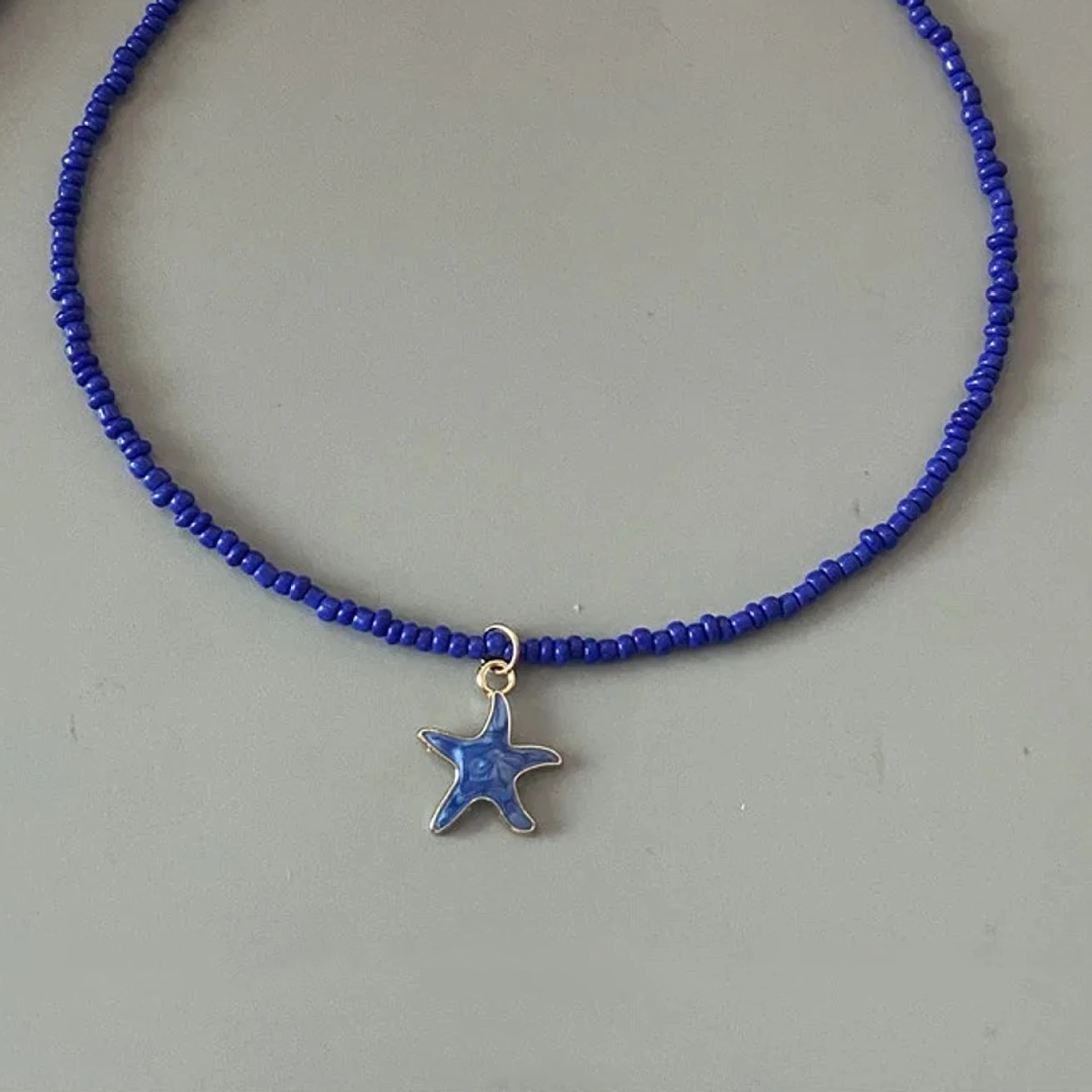 Bohemia Handmade Weave Beads Star Choker Neckalce for Women Girls Spring Summer Cute Romantic Starfish Short Neck Jewelry Gifts