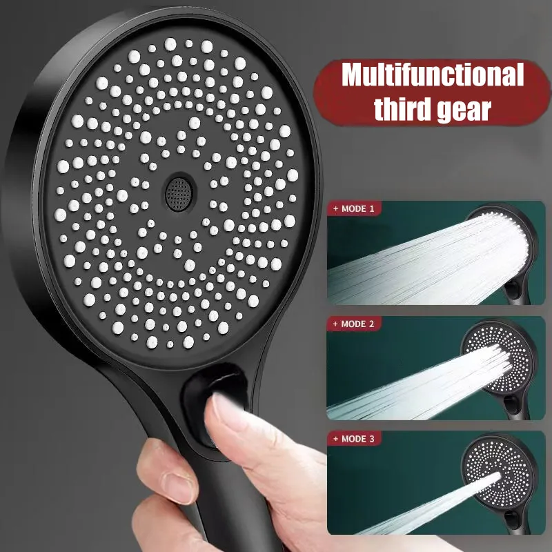 Large screen showerhead 3-speed mode portable shower shower accessories showers for bathroom items knobs full heads set parts