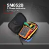 SM852B 3 Phase Rotation Tester Digital Phase Indicator Detector LED Buzzer Phase Sequence Meter Voltage Tester Tools 60V~600V AC 1