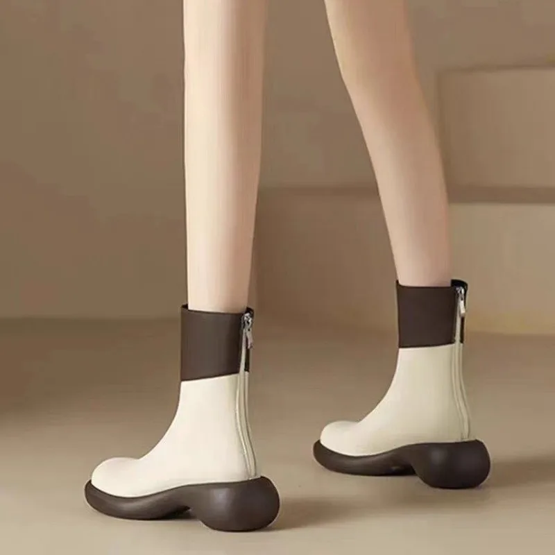 Women Mid Heels Shoes Chunky Chelsea Boots Winter New Designer Platform Ankle Boots Pumps Gladiator Punk Motorcycle