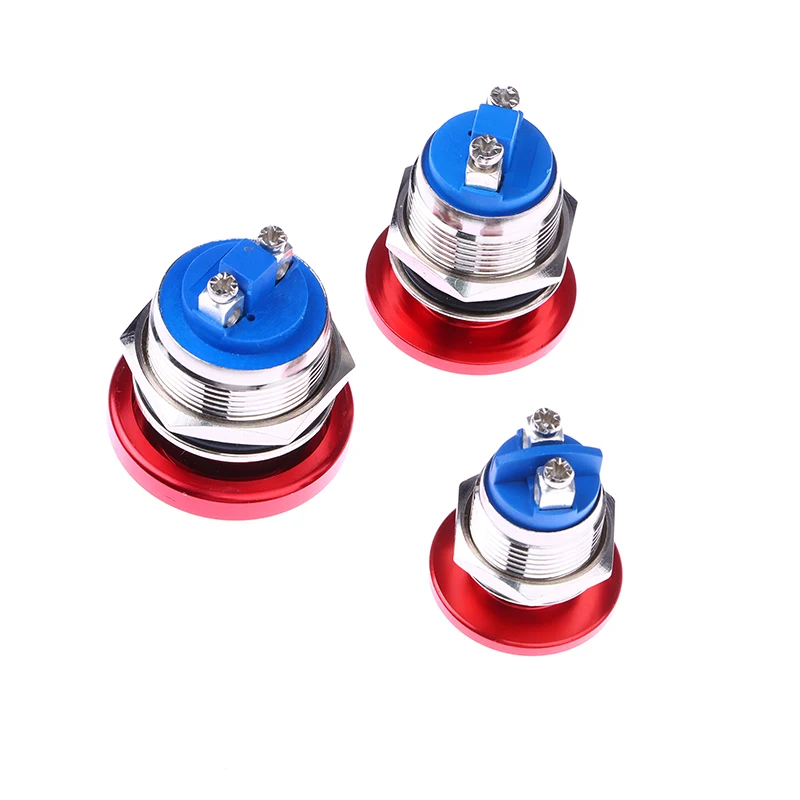 Waterproof IP65 SPST (ON)-Off 1NO 3A 250V With Screw Terminal 16/19/22MM Momentary Metal Mushroom Head Push Button Switch 1PC metal push button switch