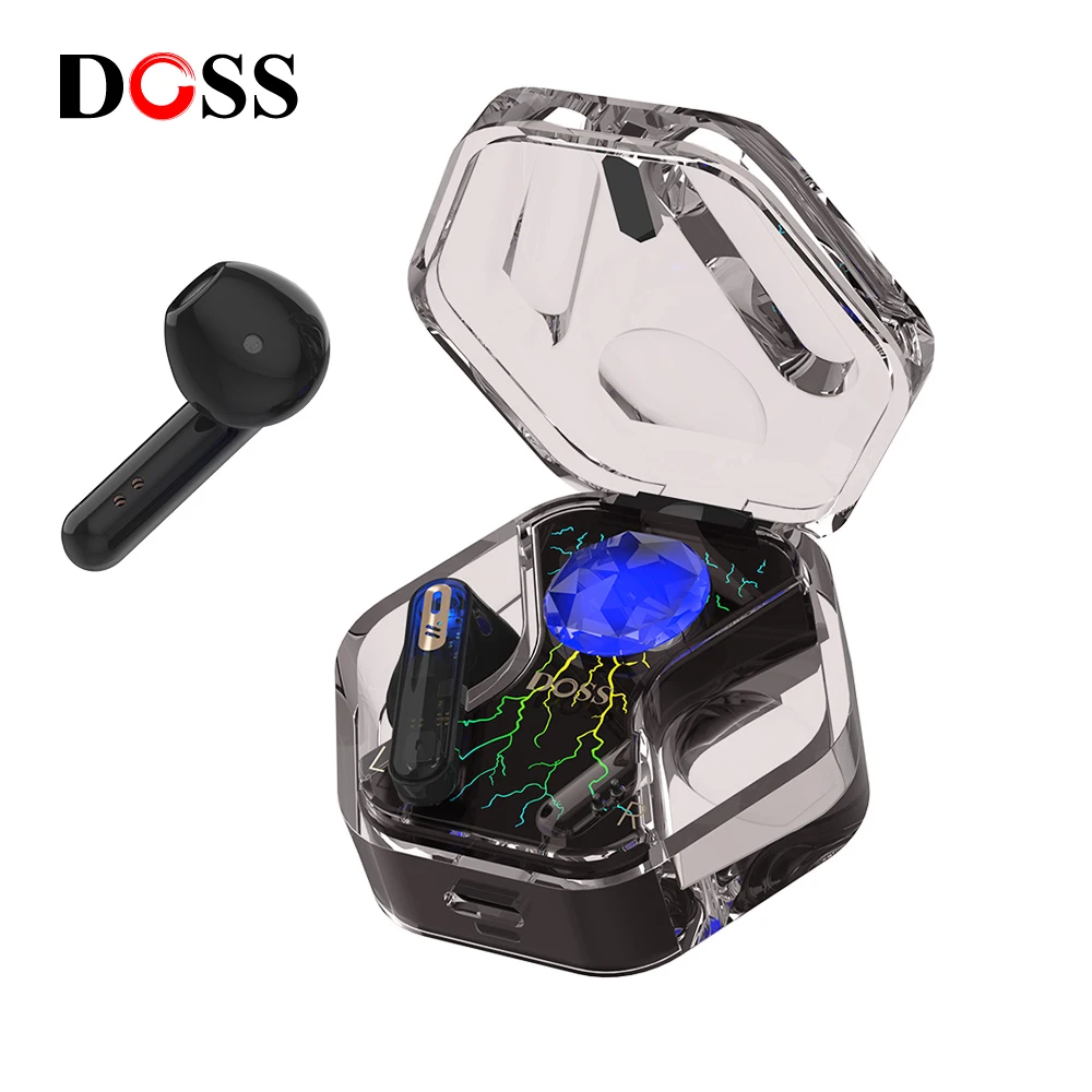 DOSS TWS Gamer Earphone Bluetooth 5.3 Wireless Earbuds Built Microphone Handsfree with 350 mAh Charging Case Headphone Headset