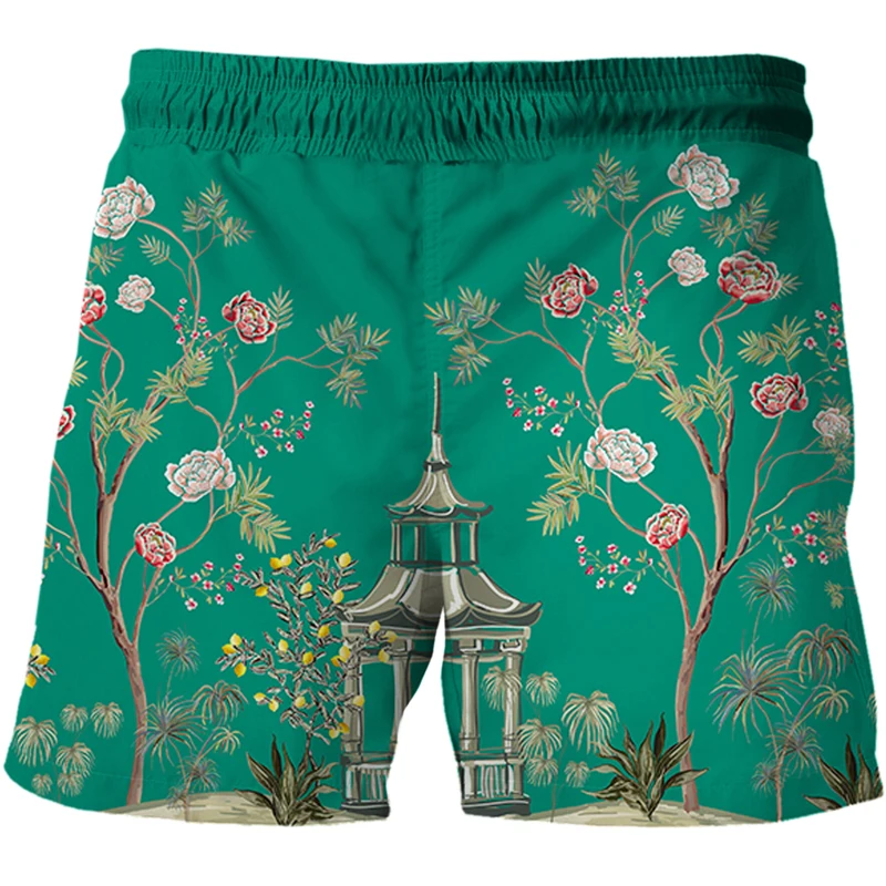 2022 Summer Men Women Unisex Casual 3D Print Flower, bird and plant illustration Fashion Male Pants Shorts Oversized Beach Short smart casual shorts mens