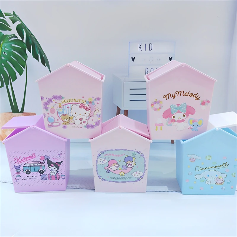 

Sanrio Kawaii Kuromi Pen Holder Anime LittleTwinStars New Desktop Mini Storage Bin Trash Can GirlHeart Desk Decoration Cute Gift