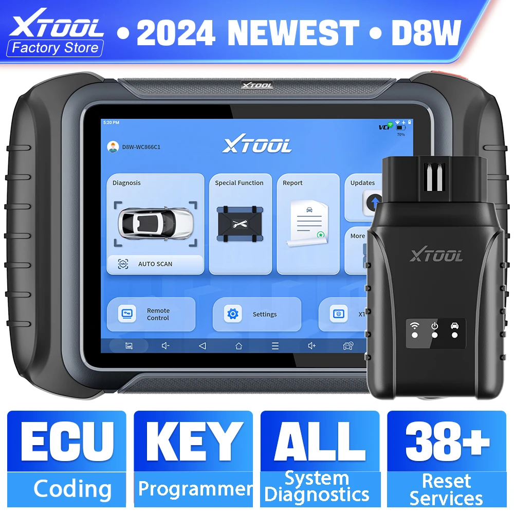 XTOOL D8W WIFI OBD2 Scanner Car Diagnostic Tools mileage Correction ECU Coding Key Programming 38 Resets CAN FD DOIP Topology key programmer automotive scanner