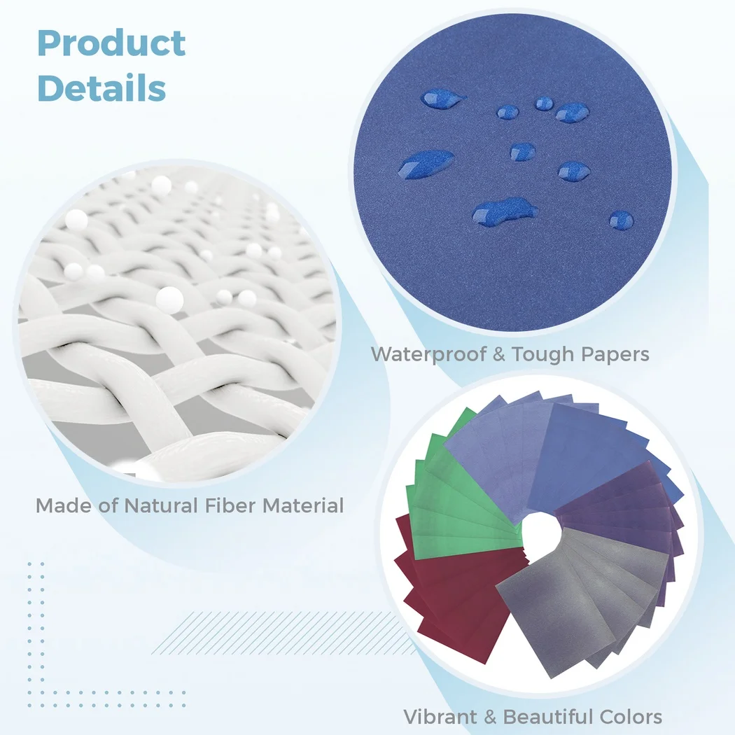 24 Sheets Colorful Sun Print Paper Kit Sun Art Papers High Sensitive Cyanotype Papers Nature Sun/Solar Printing Art