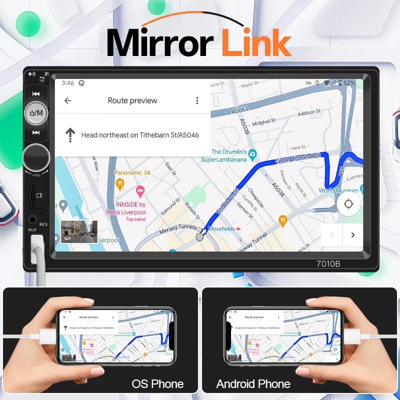 2din Car Radio Carplay Android Auto 7" Touch Screen Stereo Multimedia MP5 Player