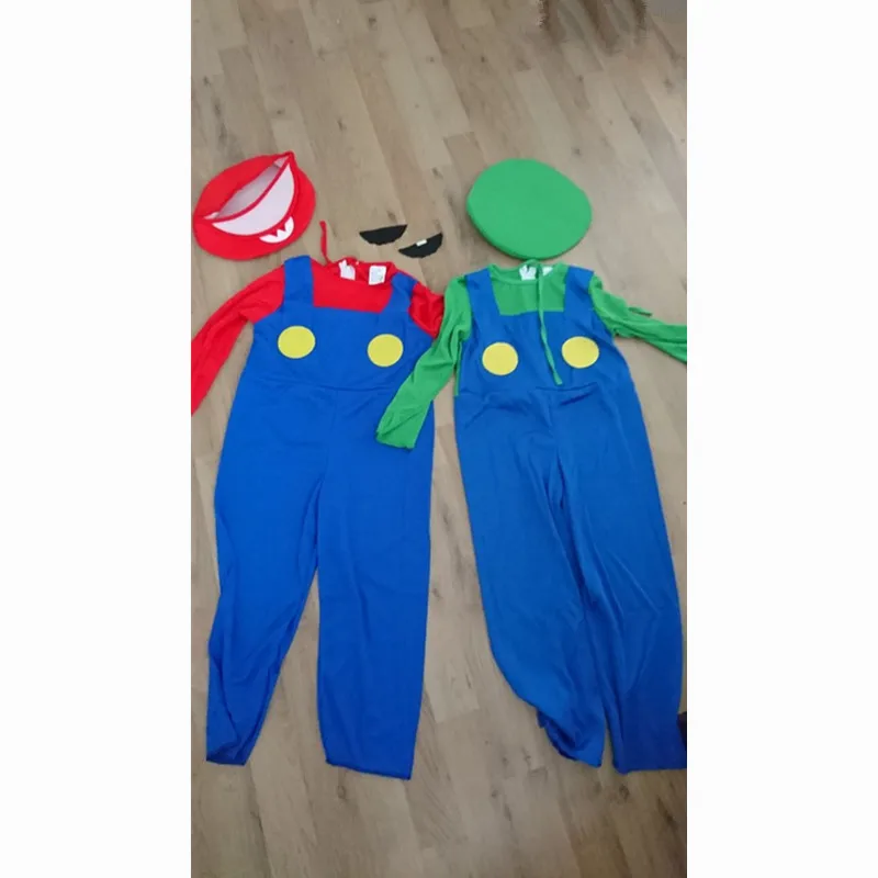 Halloween Cosplay Super Brothers Luigi Bros Costumes Plumber Game Fancy Dress Up Party Clothing
