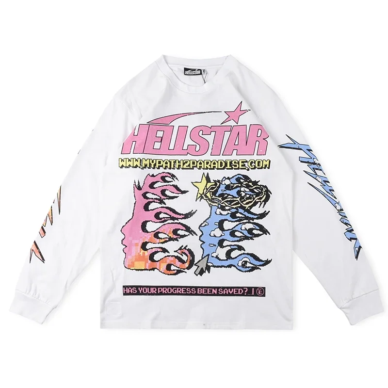 

High Quality Comfortable Timely Delivery HELLSTAR Portrait Half Face Element Print Beauty Fashion New Men and Women Long T