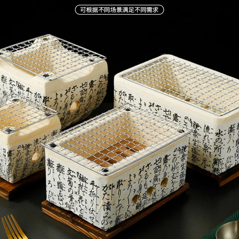 شواية طينية مستطيلة خارجية ، نص على الطراز اليابان...