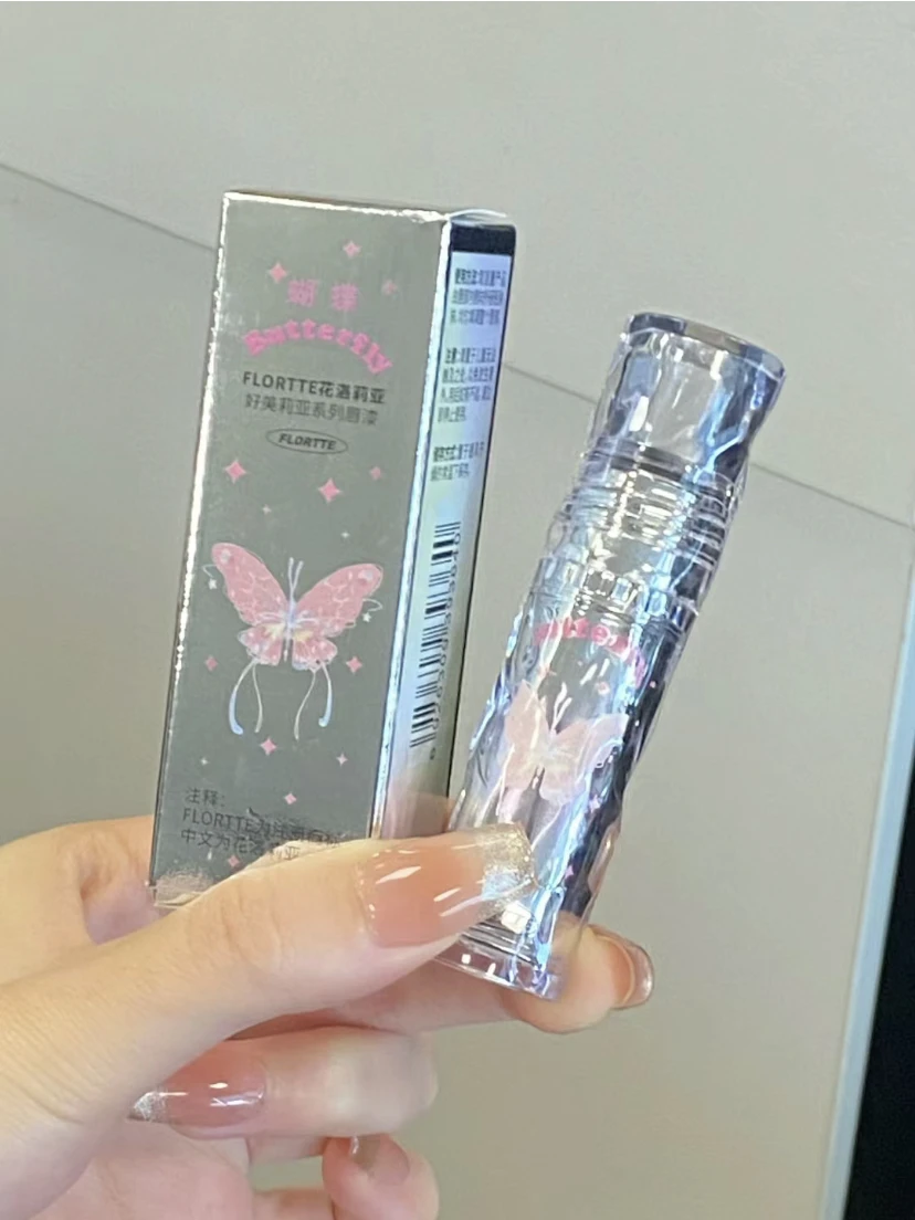 FLORTTE Butterfiy Series Lipstick Mirror Lipgloss Surface Waterproof Film-forming Long Lasting Not Easily Decolorized