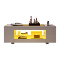 KOMHTOM table basse LED blanche avec contrôle par application Bluetooth-convient pour les fêtes bureau salon lumière d'ambiance moderne 3