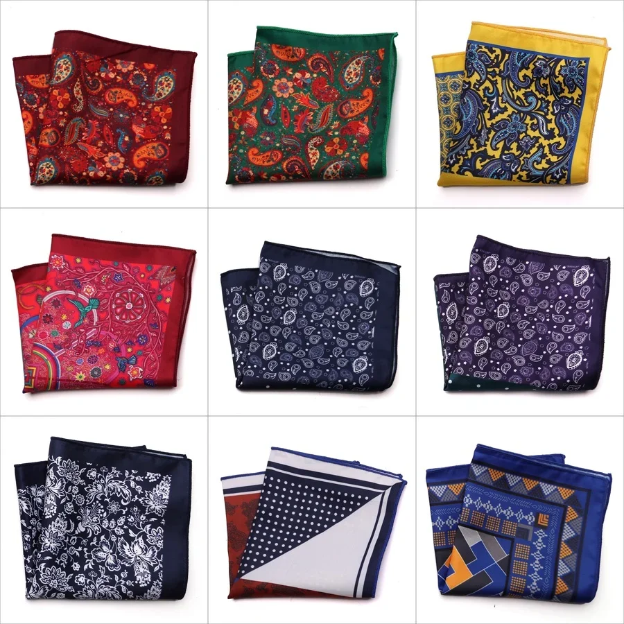 

Newest Fashion 23CM*23CM Pocket Square Handkerchief Dot Paisley Floral Plaid Soft Style Hanky Mens Suit Chest Towel Accessories